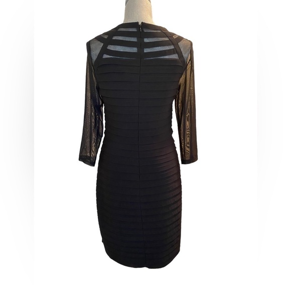 ADRIANNA PAPELL  BLACK BANDED ILLUSION DRESS (0856) - Picture 3 of 4